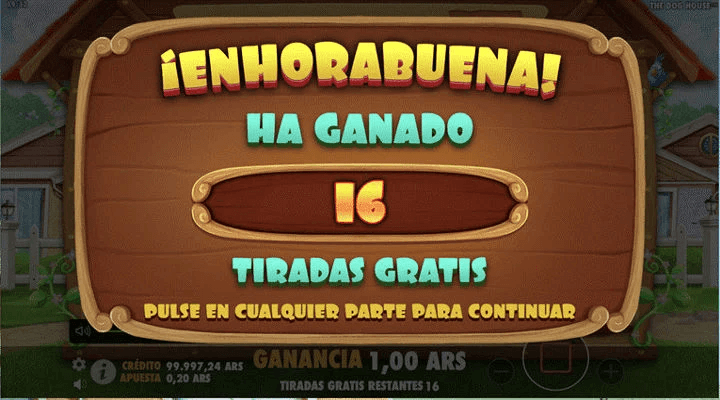 Pantalla de Giros Gratis en The Dog House
